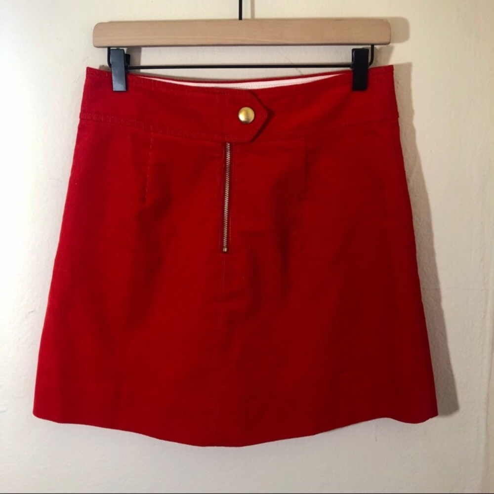 Red corduroy J Crew skirt